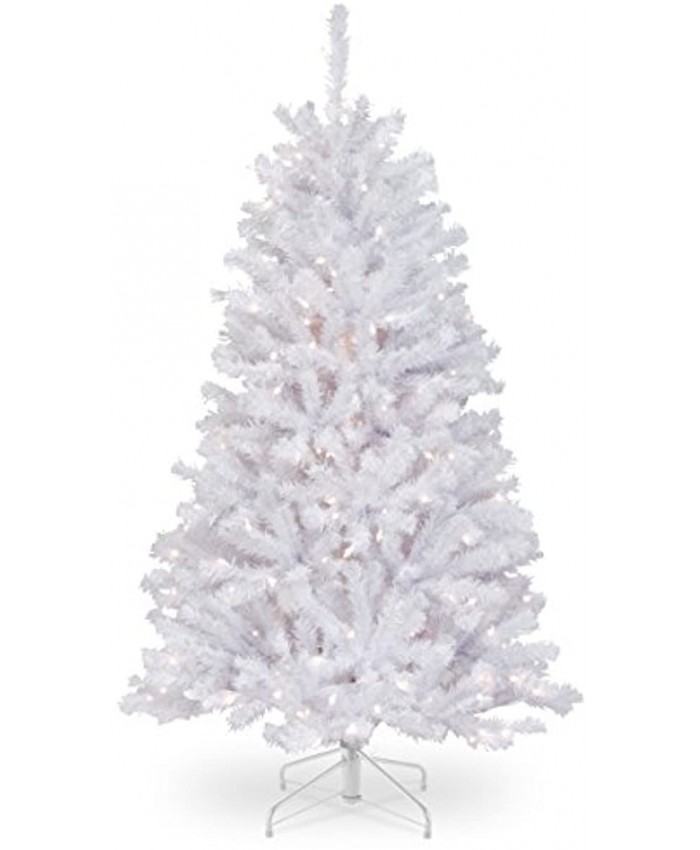 National Tree Company Pre-Lit Artificial Full Christmas Tree White North Valley Spruce White Lights Includes Stand 4.5 Feet