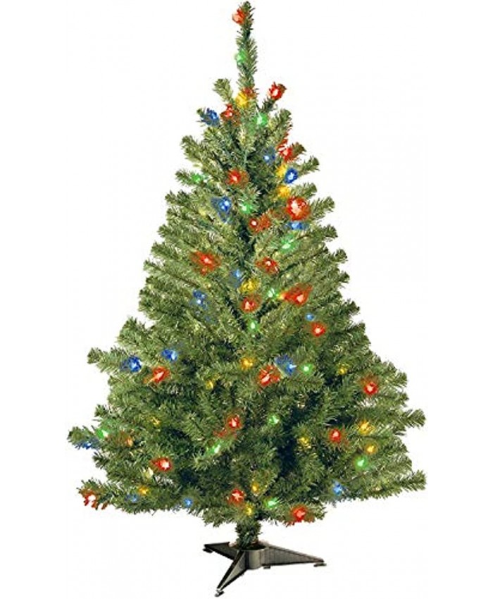 National Tree Company Pre-Lit Artificial Medium Christmas Tree Green Kincaid Spruce Multicolor Lights Includes Stand 4 Feet