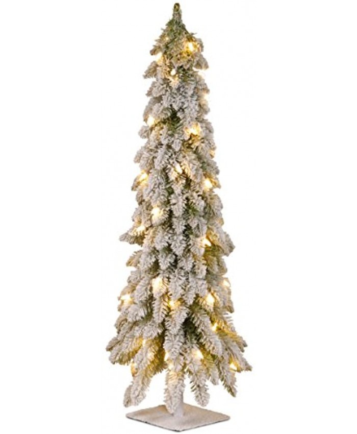 National Tree Company Pre-lit Artificial Mini Christmas Tree | Includes Pre-strung White Lights | Snowy Downswept Forestree 3 ft