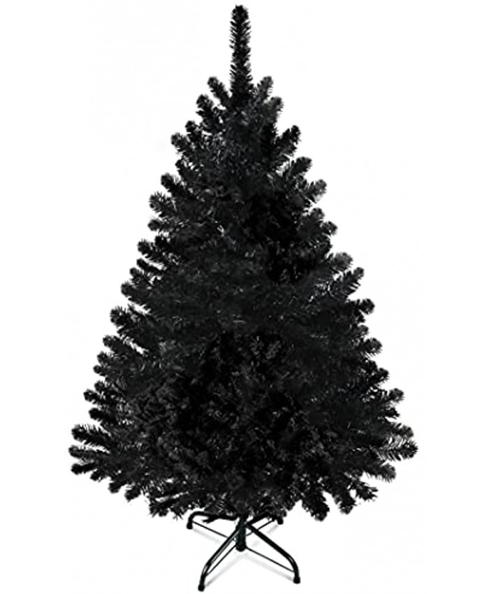 Prextex 4 Feet Black Christmas Tree 320 Tips Premium Hinged Artificial Canadian Fir Full Bodied Black Christmas Tree Lightweight and Easy to Assemble with Christmas Tree Metal Stand