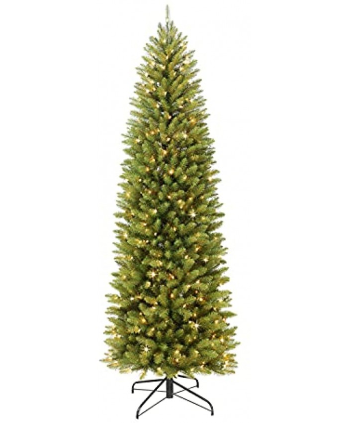 Puleo International 6.5 Foot Pre-Lit Fraser Fir Pencil Artificial Christmas Tree with 250 UL-Listed Clear Lights Green