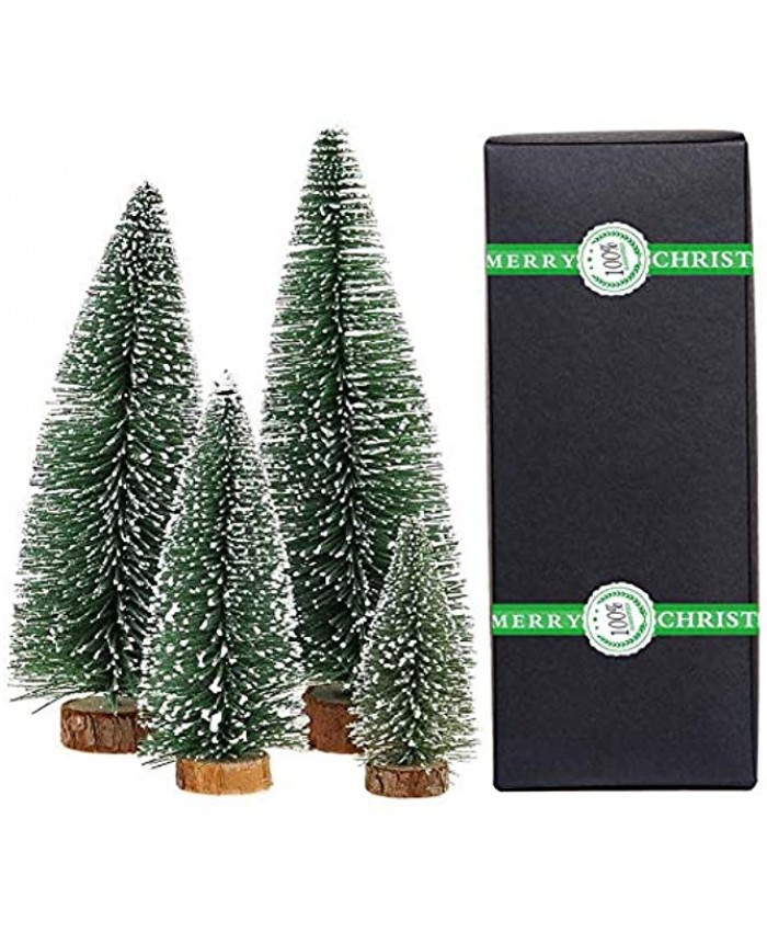 Small Christmas Tree,Mini Christmas Tree Mini Pine Tree Bottle Brush Fake Trees with Wooden Base for Tabletop Decorative Plant Green