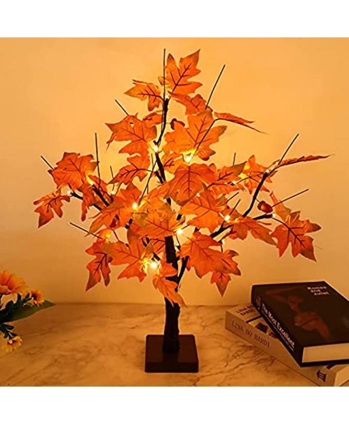 snow keychain 22 Inch Artificial Fall Lighted Maple Tree 24 LED Fall Lighted Maple Tree Thanksgiving Decorations Table Lights Indoor Autumn Harvest Home Decor