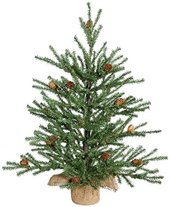 Vickerman 18" Caramel Pine Artificial Christmas Tree Unlit Seasonal Indoor Home Decor with Decorative Burlap Base