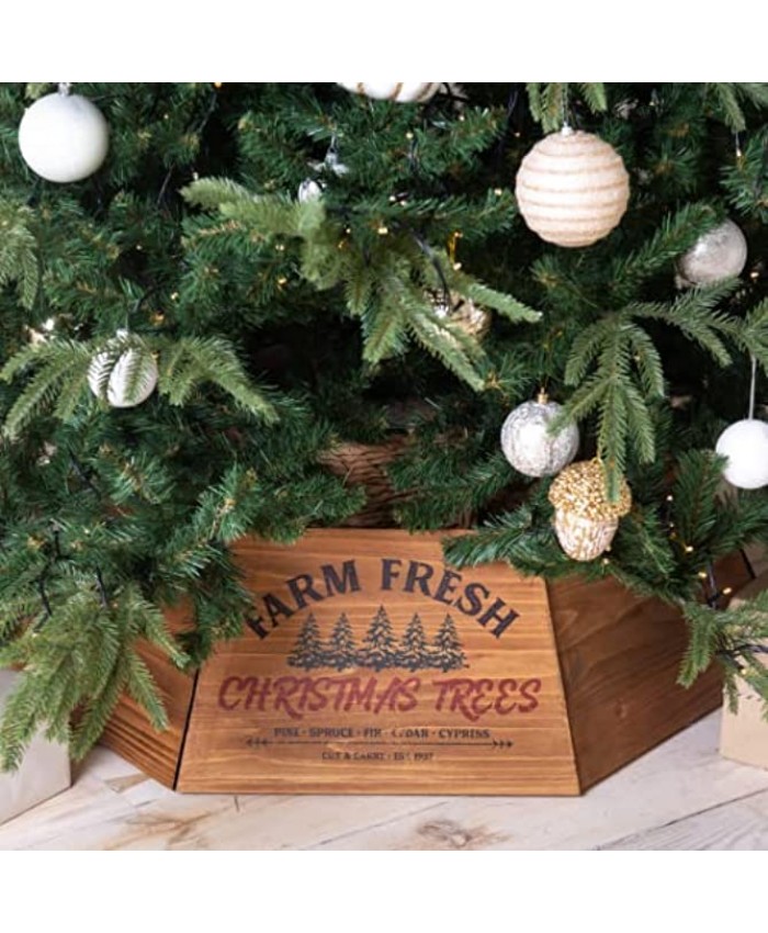 Wooden Tree Collar Box Christmas Tree Farmhouse Rustic Decor. Vintage Weathered Wood Decoration Collapsible Brown