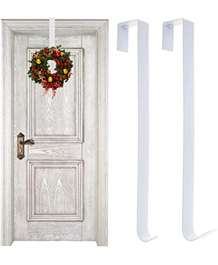37YIMU 2Pcs Christmas Decor Metal Wreath Hangers Xmas Strong and Sturdy Over The Door Hooks Wreaths Holder Perfect for Hanging Clothes Bags Scarves and Christmas Wreath 15 InchesBlack