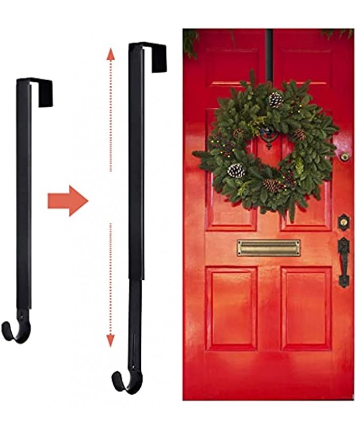 MIAZA Adjustable Wreath Hangers for Front Door,Christmas Wreath Hanger,Extends from 15.5" to 25.5"，Larger Front Door Upgrade Wreath Hanger Hook for Christmas Wreath Decorations