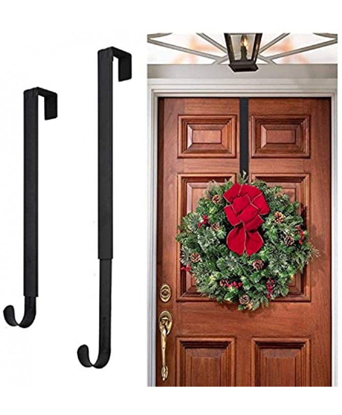 PHZHJBJW Wreath Door Hanger Adjustable Over Door Wreath Hanger Metal Wreath Hook Adapt from 15" to 24" Door Hanger for Wreath Decorations 30lbs Metal Door Wreath Hanger Hook Over The Hooks Black
