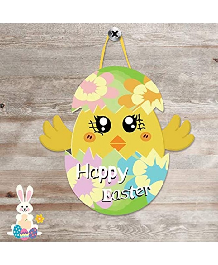 QICI Easter Hanging Sign Chicks in Eggs Holiday Decor for Easter Spring Home Door Wall Farmhouse Indoor Outdoor Decorations