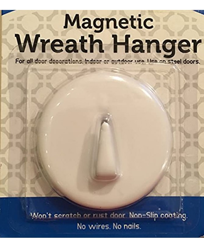 White Magnetic Wreath Hanger Holder Hook for Steel Doors No Nails or Wires! Holds up to 6 pounds.