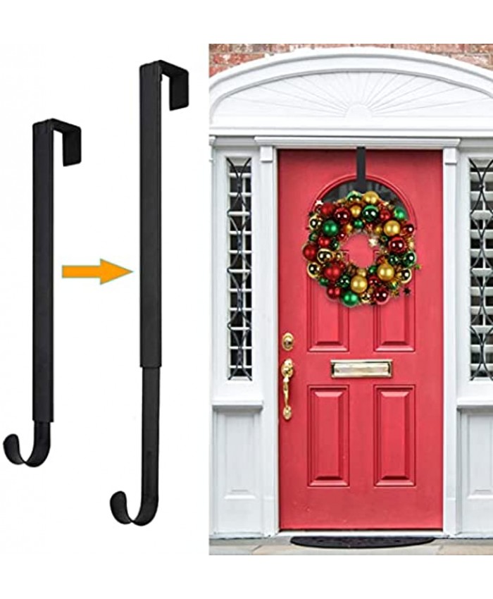 Wreath Hanger,Adjustable Wreath Hanger for Front Door from 14.9-25",20 lbs Larger Door Wreath Hanger Christmas Wreaths Decorations HookBlack