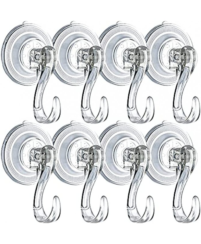 Wreath Suction Cup Hooks for Glass Front Doors Windows-Heavy Duty Vacuum Clear Waterproof Shower Hooks for Bathroom,Perfect for Hanging Kitchen Utensils Towel Robe. 8 Pack