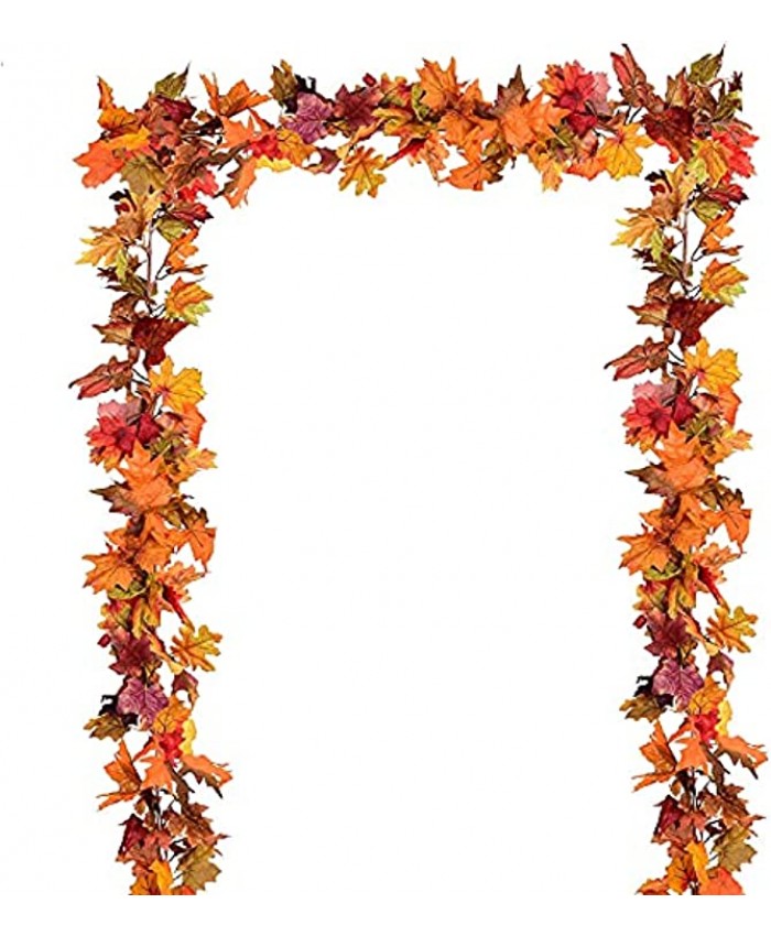 Artiflr 3 Pack Fall Maple Leaf Garland Artificial Maple Garland Autumn Hanging Fall Leave Vines for Indoor Outdoor Wedding Thanksgiving Dinner Party Decor