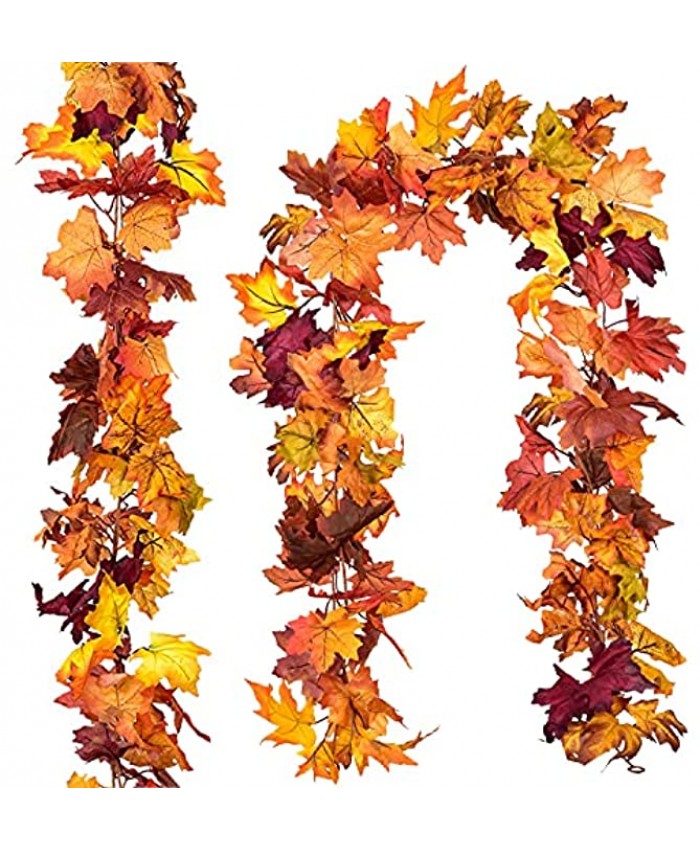 DearHouse 3 Pack Fall Garland Maple Leaf 5.9Ft Piece Hanging Vine Garland Artificial Autumn Foliage Garland Thanksgiving Decor for Home Wedding Fireplace Party Christmas