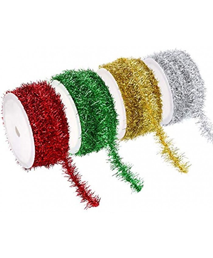 EBOOT 24 Yards 4 Colors Christmas Tinsel Wire Garland Metallic Wire Garland Twist Garland Tinsel Garland Decorations for Christmas Wedding Birthday Party Decorations Supplies