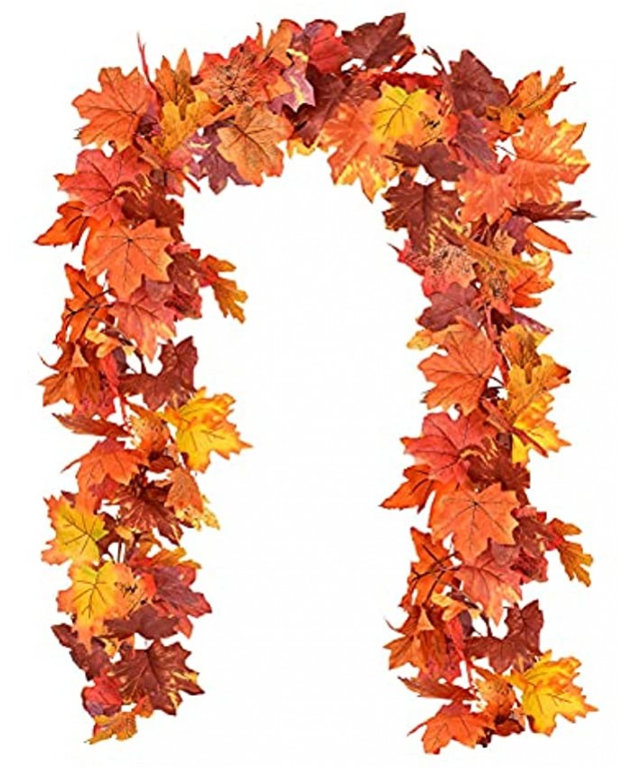 LSKYTOP 2 Pack Fall Garland Maple Leaf Garland 5.8Ft Pc Artificial Autumn Garland Foliage Garland Thanksgiving Decor for Home Wedding Fireplace Doorway Fireplace Christmas