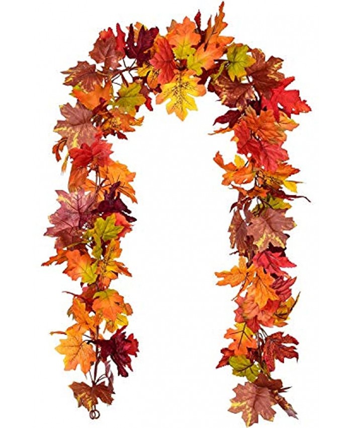 Lvydec 2 Pack Fall Garland Decoration 5.8ft Strand Artificial Maple Garland Colorful Leaves Autumn Decor for Home Wedding Party Thankgiving Mixed Color