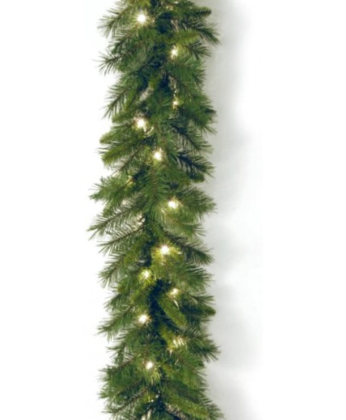 National Tree Company Pre-Lit Artificial Christmas Garland Green Winchester Pine White Lights Plug In Christmas Collection 9 Feet