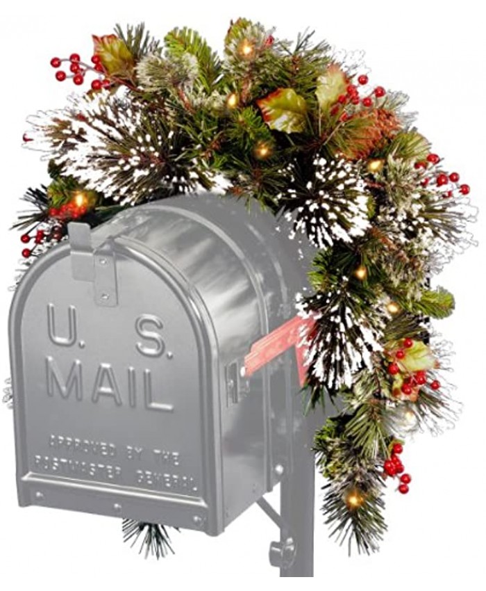 National Tree Wintery Pine Collection Mailbox Swag 3 ft