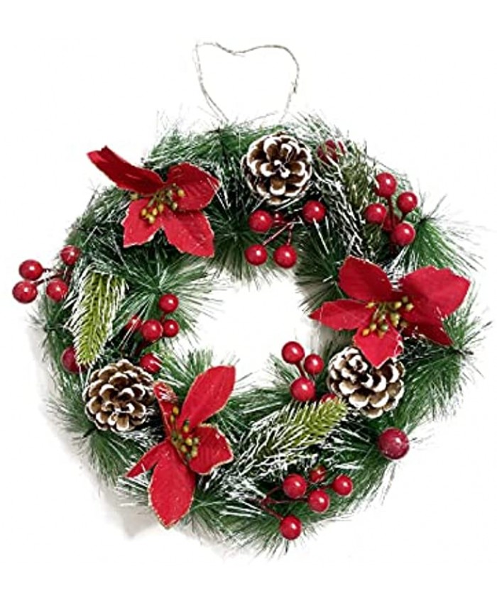 Artificial Christmas Wreath Christmas Window Wreaths Christmas Door Wreath with a Light String Christmas Wreaths for Front Door Home Wall Window Christmas Decorations B