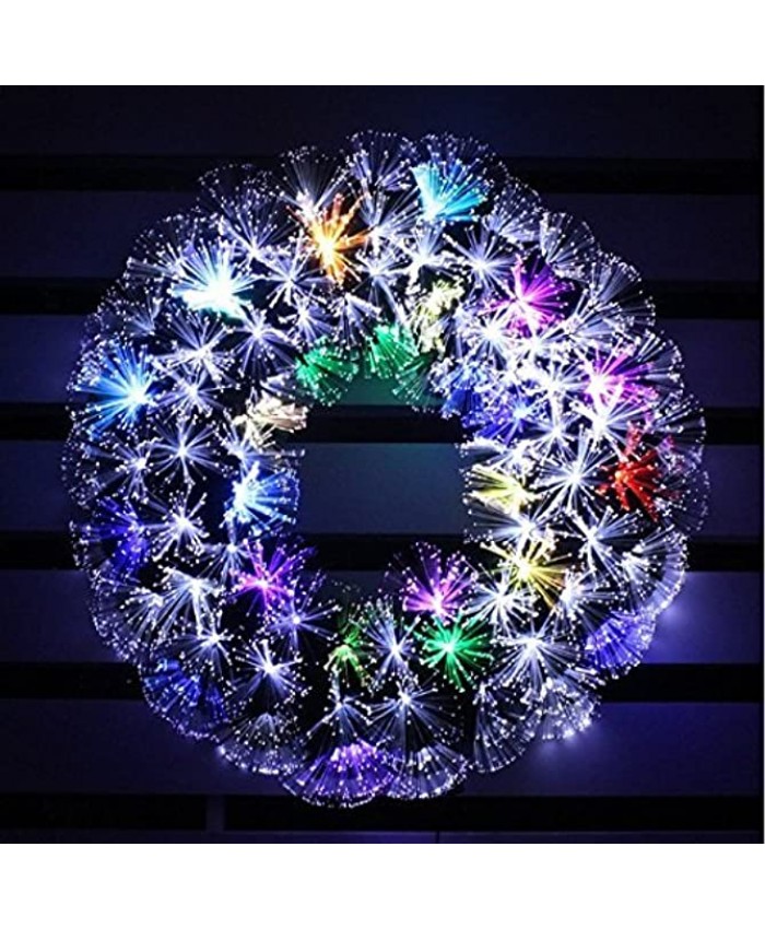 HOLIDAY STUFF Multi Color LED Fiber Optic Christmas Wreath 24in White + Multi Colore