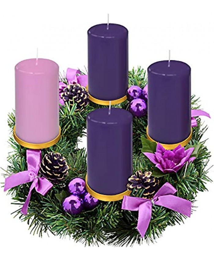 Purple Ribbon Advent Wreath Ring Candle Holder for Pillar Advent Candles Large Size Christmas Advent Wreaths Candleholder Stand Advent Candle Decor Advent Gifts