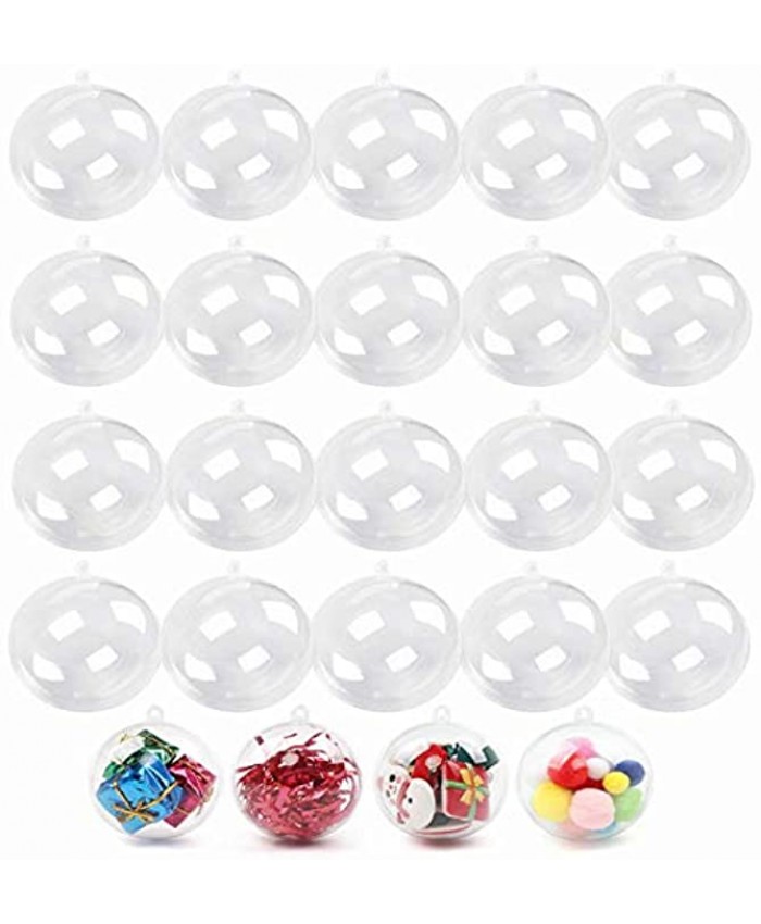 20 Pack 50mm Clear Ornaments Balls,DIY Plastic Fillable Christmas Decorations Tree Balls Baubles Craft Transparent Ball Gifts for Christmas Wedding Party New Years Present,Home Decor