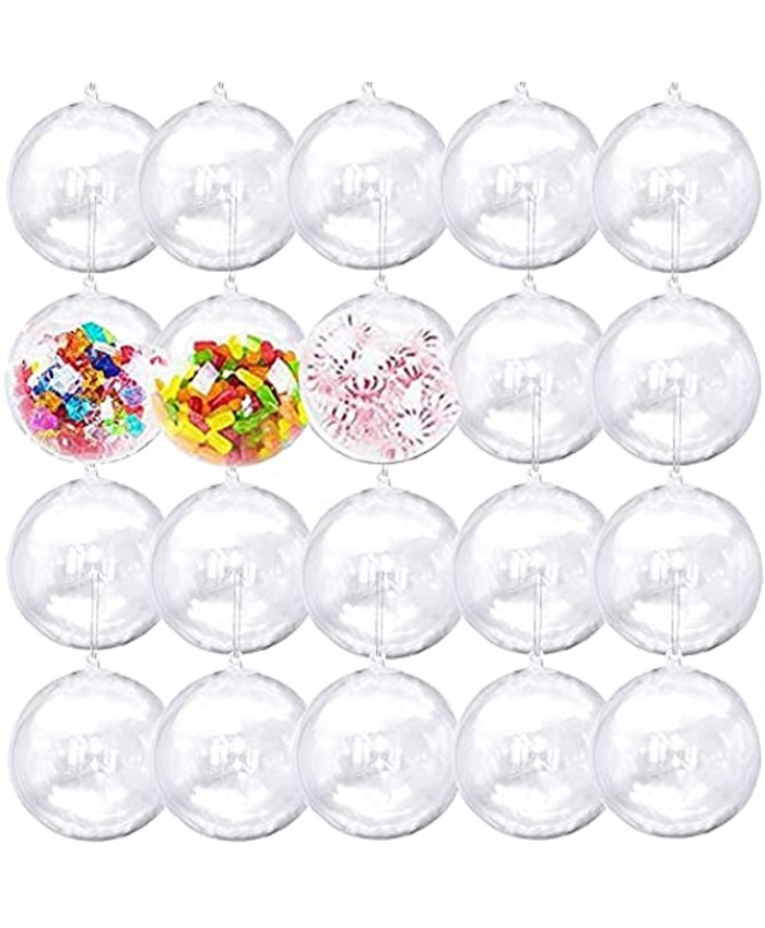 38PCS 40MM Christmas Clear Baubles Transparent Ball Plastic Fillable Sphere Ornament for Xmas Tree Home Decoration  Wedding Birthday Party Gift Box 38 40MM