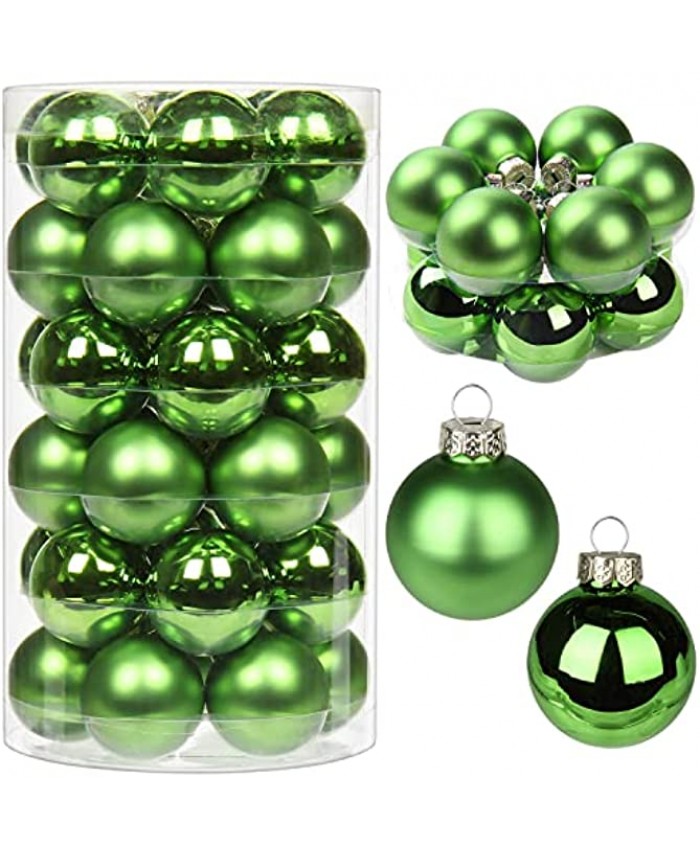 40mm 1.6" Seamless Glass Christmas Ball Ornaments for Christams Decorations Christmas Ornament Balls for Christmas Tree Ornaments Xmas Tree Decoration Ball for Holiday Party Decor-36pcs Green Ornament