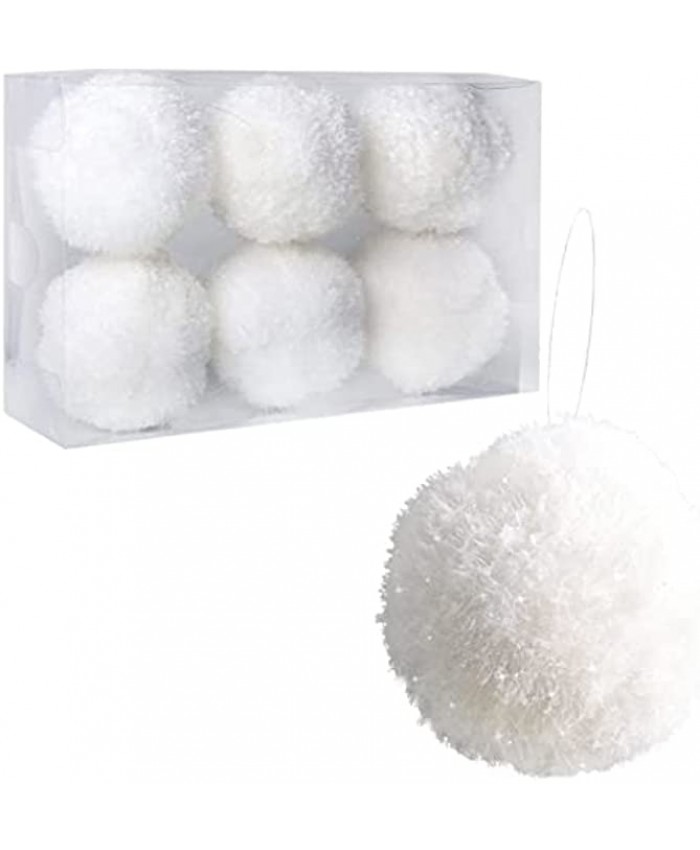 4.3" White Christmas Ball Ornaments 6pc Set Shatterproof Christmas Decorations Tree Balls for Xmas Trees Wedding Party Holiday Decorations Tabletop Small Trees Decoration
