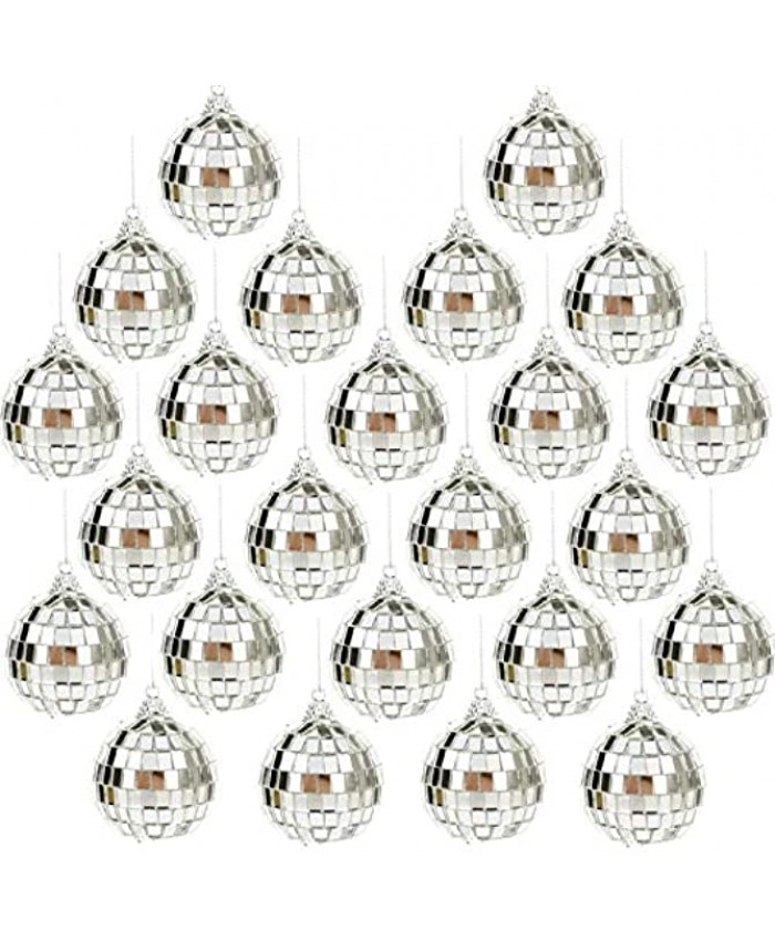 Bright Reflective Mirror Disco Balls | 24 Pack 2" Christmas Balls Ornaments Xmas Tree Hanging Balls Pendants for Holiday Wedding Party Dance and Music Festivals Decoration