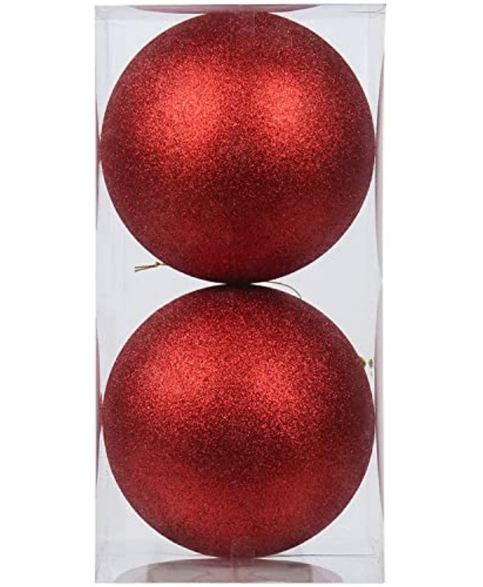 Christmas Ornaments Balls 5.9" Large Christmas Decorations Xmas Tree Shatterproof Big Red Christmas Ball Ornaments with Hanging Loop for Wedding Holiday Halloween Party Indoor Outdoor Decor 2 Pcs