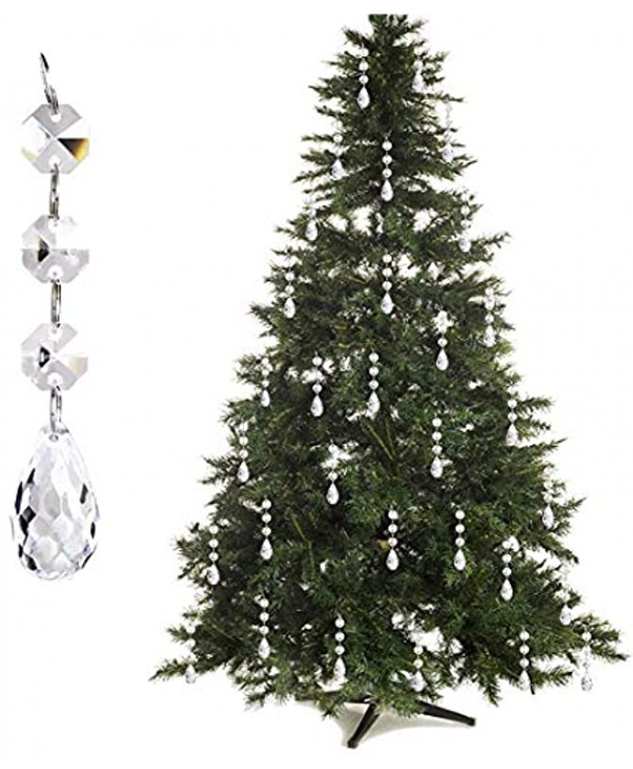 Christmas Ornaments Tree Decorations Acrylic Crystal Ball Drops Clear Teardrop Chandelier Pendants Beads Suncatchers Party Decor Pack of 30