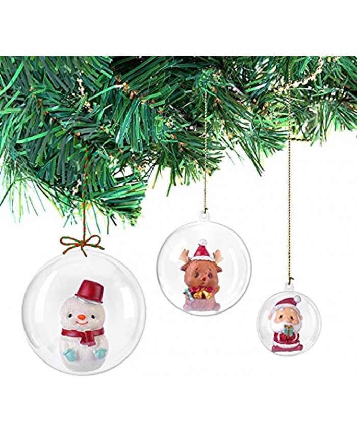 Plastic Baubles Clear Fillable Christmas Ball DIY Clear Plastic Christmas Baubles Tree Ornaments Decor 3.15inch-20 Baubles
