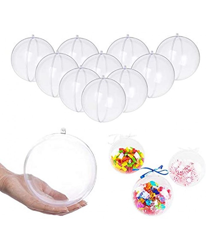 UNIQLED Clear Plastic Fillable Christmas DIY Craft Ball Ornament Pack of 10 80mm