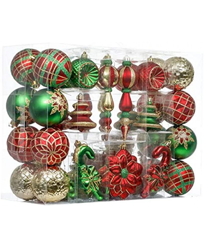 Valery Madelyn 108ct Traditional Red Green Gold Christmas Ball Ornaments Decor Shatterproof Christmas Tree Ornaments for Xmas Decoration