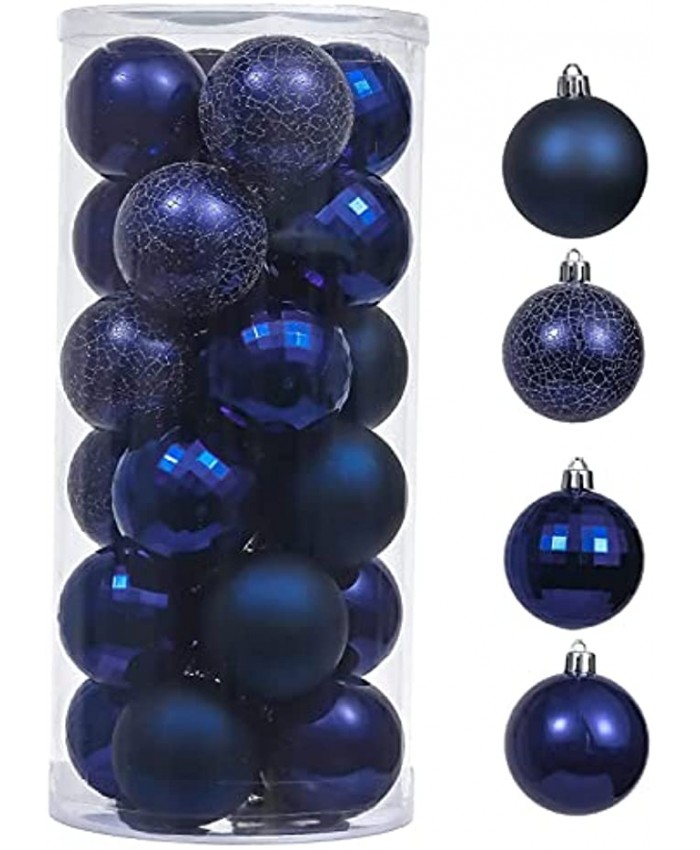 Valery Madelyn 24ct 60mm Trendy Blue Christmas Ball Ornaments Decor Shatterproof Christmas Tree Ornaments for Xmas Decoration