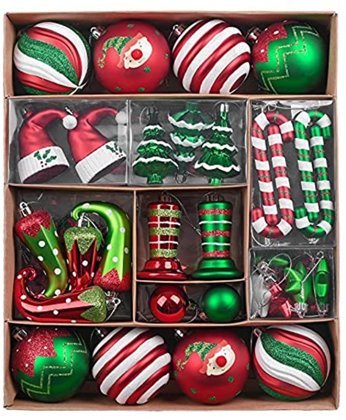 Valery Madelyn 60ct Delightful Elf Christmas Ball Ornaments Decor Shatterproof Christmas Tree Ornaments for Xmas Decoration