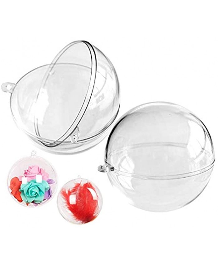 XIANMU 10 Pack Clear Plastic Fillable Ornament Balls 70mm Christmas DIY Craft Ball for Christmas Party Decorations DIY Bath Bomb Mold Set