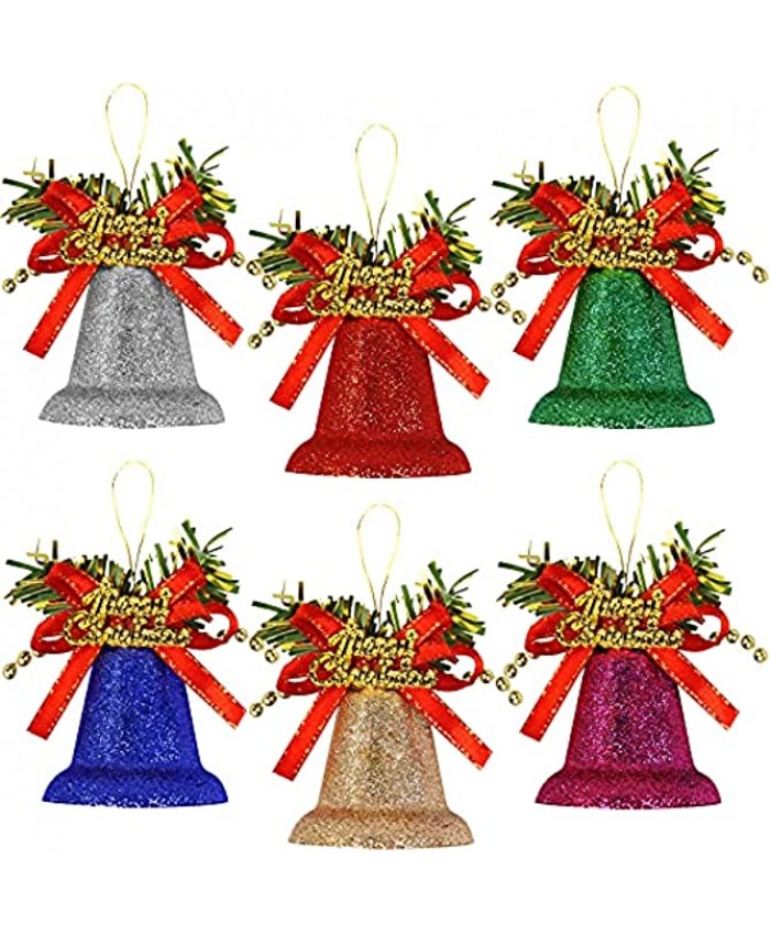 Christmas Bells Ornament 6 Pcs Christmas Tree Hanging Bell Decorations for DIY Craft Home Garden Wall Wreath Holiday Party Decoration Bells
