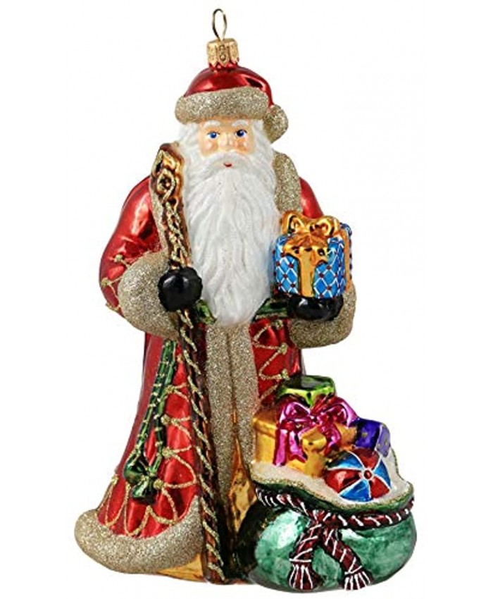 Miss Christmas 2021 Collection Santa Claus Blown Glass Christmas Tree Ornament Classic Santa with Gift Bag