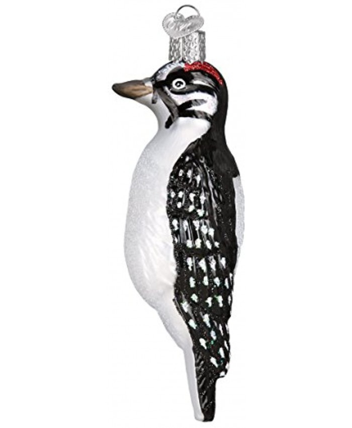 Old World Christmas Bird Watcher Collection Glass Blown Ornaments for Christmas Tree Hairy Woodpecker