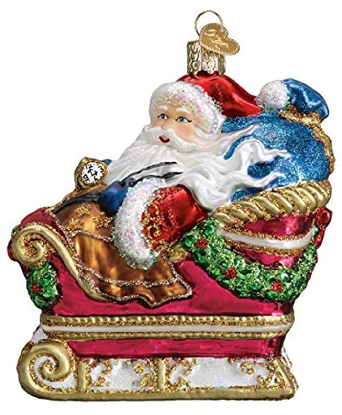Old World Christmas Santa in Sleigh Ornament Multi
