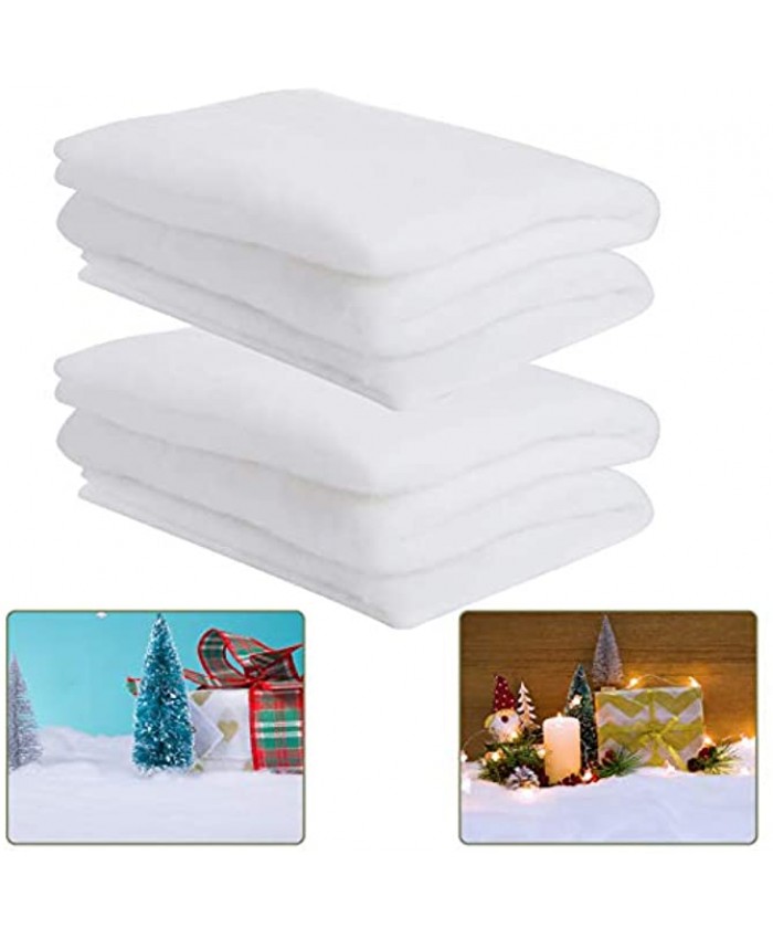 2 Pack 3 x 8feet Christmas Snow Blankets- Thickened White Cotton Blanket Fluffy Artificial Snow Carpet Fake Snow Covering Decorations Xmas Party Favors for Xmas Tree Table Runner Decor Village Display