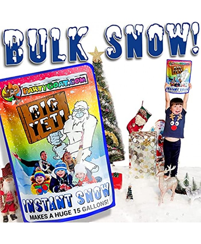 BULK INSTANT SNOW powder! Makes a HUGE 15 Gallons of Glistening Fake Snow for Christmas Decoration Frozen Themed Birthday Party Winter Wonderland Crafts & Cloud Slime. Artificial Snow Mix for Kids!