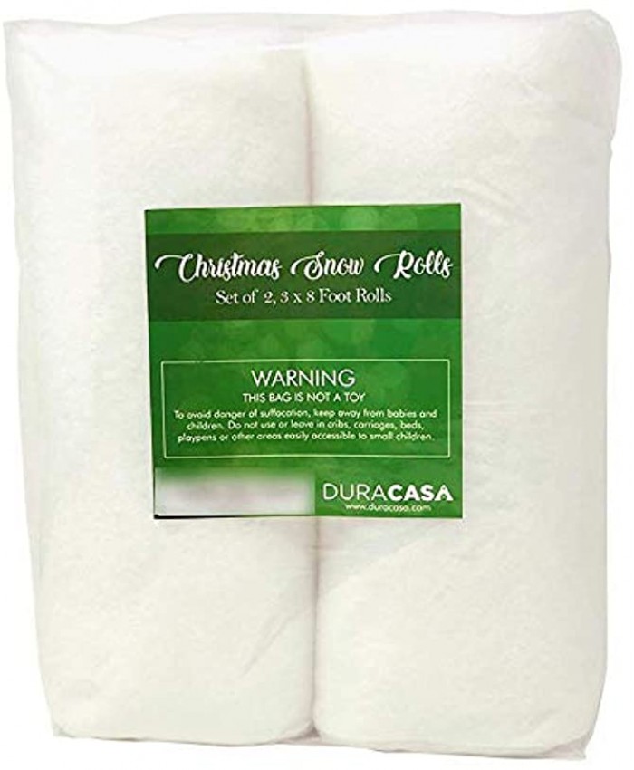 DuraCasa Christmas Snow Blanket Set of 2 Rolls of 3 Foot X 8 Foot Artificial Snow Blankets for Christmas Decorations Perfect for A Snow Blanket Christmas Village Backdrop