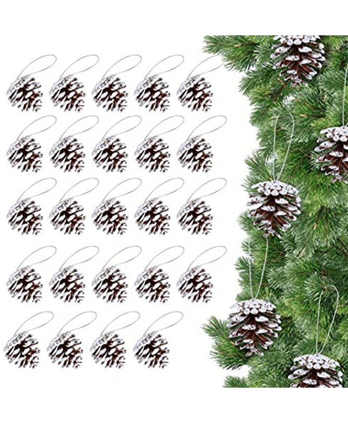 LEMESO 24 Pieces Christmas Artificial Pine Cones Decorative Fall Winter Holiday Home Decor Vase Filler Christmas Tree Ornaments