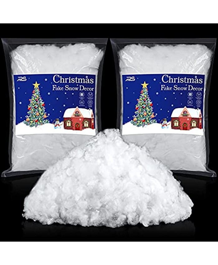 Ruisita 2 Bags Christmas Fake Snow Artificial Snow 17.6 Ounces Fluffy Snow Fiber for Snow Blanket Christmas Tree Decoration Holiday and Winter Displays