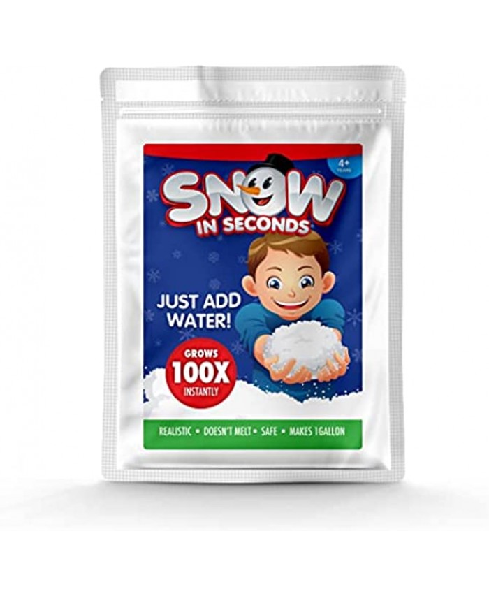 Snow in Seconds Instant Snow Artificial Snow Small Bag Makes 1 Gallon of Fake Snow Great for Cloud Slime