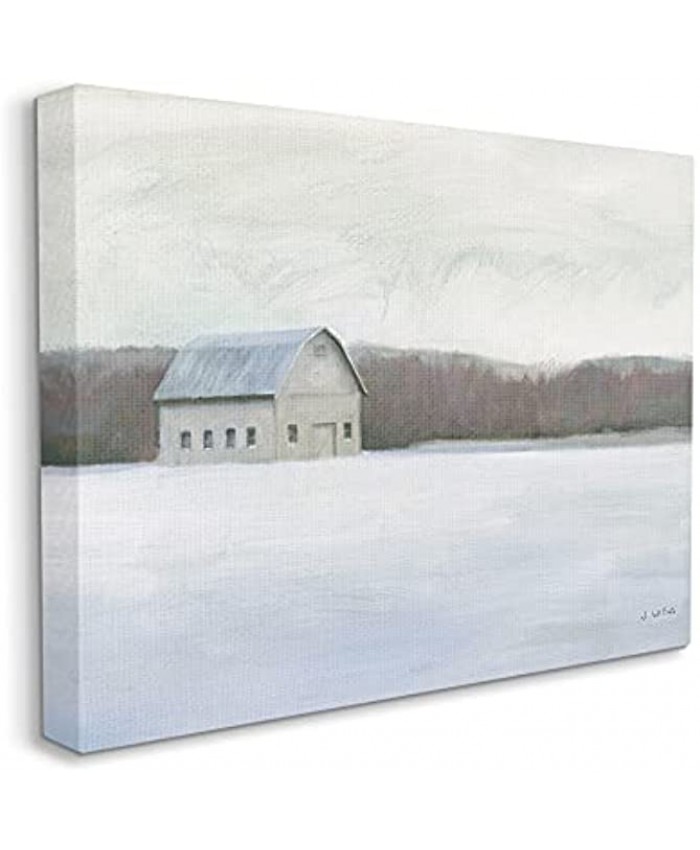 Stupell Industries Winter Barn with Snow Country Farm Landscape Designed by James Wiens Canvas Wall Art 24 x 30 Off- White
